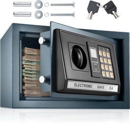 tectake® Elektronische Kluis - 20 x 31 x 20 cm - Cijferslot met Reserve Sleutels - Zwart