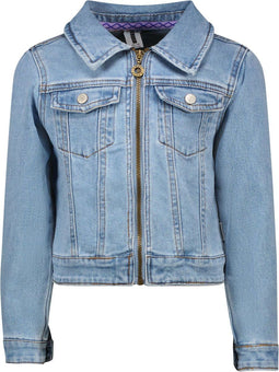 B.Nosy Y302-5340 - Meisjes Vest - Jeansjack met ritssluiting en pofmouwen - Maat 104