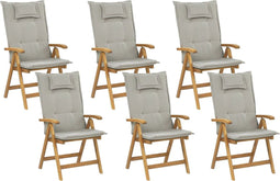 JAVA - Tuinstoel set van 6 - Lichte houtkleur/Taupe - Acaciahout