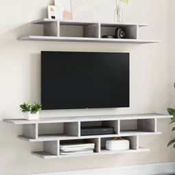 vidaXL - Tv-wandmeubelset - bewerkt - hout - betongrijs