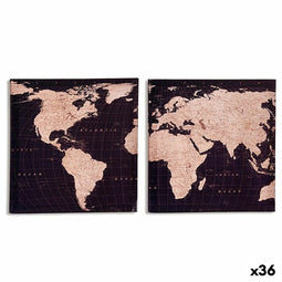 Canvas Wereldkaart 1,5 x 28 x 28 cm (36 Stuks)