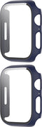 Full Cover Case Bumper Set Geschikt Voor Apple Watch Series 8 / 7 45mm - Bescherm Hoes 360 Graden - 2 Stuks - Donkerblauw