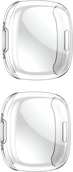 Full Cover Screen Protector Bumper Set Geschikt Voor Fitbit Versa 4 - 360 Graden Bescherm Hoes - Smartwatchbescherming - Case - 2 Stuks - Transparant