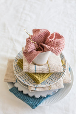 Funky Doris Molly knitted dishcloth, pink + stripe