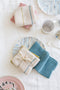 Funky Doris Molly knitted dishcloth, seablue + stripe