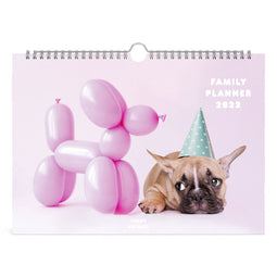 Funny Animals familiekalender 2022 - A4 formaat - weekkalender - voor maximaal 6 personen - ballon, hond