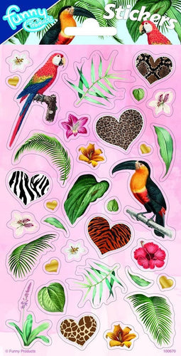 Funny Products Stickers Jungle 20 X 10 Cm Papier Roze 34 Stuks