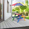 Coast kinderstoel - houten picknicktafel set - met parasol en 2 banken - kleur: rood geel blauw groen