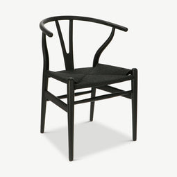 Furnicher – Bone Dining Chair – Wooden Dining Chair – Woven Seat - Black