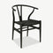 Furnicher – Bone Dining Chair – Wooden Dining Chair – Woven Seat - Black