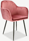 Furnicher Brando Dining Chair - Velvet Upholstery - Modern Design - Steel Frame - Pink Velvet - Black Legs