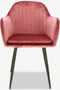 Furnicher Brando Dining Chair - Velvet Upholstery - Modern Design - Steel Frame - Pink Velvet - Black Legs