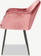 Furnicher Brando Dining Chair - Velvet Upholstery - Modern Design - Steel Frame - Pink Velvet - Black Legs