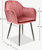 Furnicher Brando Dining Chair - Velvet Upholstery - Modern Design - Steel Frame - Pink Velvet - Black Legs