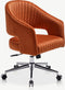 Furnicher Constance Bureaustoel - Velours Zitting - Chroom Frame - Hoogte Verstelbaar - Draaibaar - Oranje