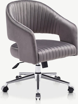 Furnicher Constance Bureaustoel - Velours Zitting - Chroom Frame - Hoogte Verstelbaar - Draaibaar - Grijs
