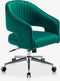 Furnicher Constance Bureaustoel - Velours Zitting - Chroom Frame - Hoogte Verstelbaar - Draaibaar - Groen