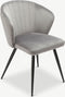 Furnicher Cooper Eetkamerstoel - Fluwelen bekleding - Modern design - Stalen frame - Grijs fluweel - Zwarte poten