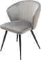 Furnicher Cooper Eetkamerstoel - Fluwelen bekleding - Modern design - Stalen frame - Grijs fluweel - Zwarte poten