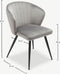 Furnicher Cooper Eetkamerstoel - Fluwelen bekleding - Modern design - Stalen frame - Grijs fluweel - Zwarte poten