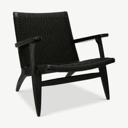 Furnicher – Easy Armchair – Rattan Armchair – Mid-century Design – Beechwood Frame - Black
