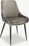 Furnicher Fleur Eetkamerstoel - Fluwelen bekleding - Modern design - Stalen frame - Grijs fluweel - Zwarte poten
