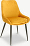 Furnicher Fleur Eetkamerstoel - Fluwelen bekleding - Modern design - Stalen frame - Geel fluweel - Zwarte poten