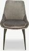 Furnicher Fleur Eetkamerstoel - Fluwelen bekleding - Modern design - Stalen frame - Grijs fluweel - Zwarte poten