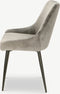 Furnicher Fleur Eetkamerstoel - Fluwelen bekleding - Modern design - Stalen frame - Grijs fluweel - Zwarte poten