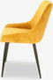 Furnicher Fleur Eetkamerstoel - Fluwelen bekleding - Modern design - Stalen frame - Geel fluweel - Zwarte poten