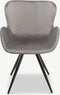 Furnicher Jack Eetkamerstoel - Fluwelen bekleding - Modern design - Stalen frame - Grijs fluweel - Zwarte poten