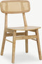Furnicher Jenson Eetkamerstoel - Houten eetkamerstoel - Rugleuning van rotan - Naturel