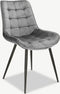Furnicher Lisboa Eetkamerstoel - Fluweel Bekleding - Modern Ontwerp - Stalen Frame - Grijs Fluweel - Zwarte Poten