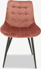 Furnicher Lisboa Eetkamerstoel - Fluweel Bekleding - Modern Ontwerp - Stalen Frame - Roze Fluweel - Zwarte Poten