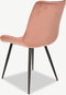 Furnicher Lisboa Eetkamerstoel - Fluweel Bekleding - Modern Ontwerp - Stalen Frame - Roze Fluweel - Zwarte Poten