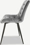 Furnicher Lisboa Eetkamerstoel - Fluweel Bekleding - Modern Ontwerp - Stalen Frame - Grijs Fluweel - Zwarte Poten