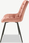 Furnicher Lisboa Eetkamerstoel - Fluweel Bekleding - Modern Ontwerp - Stalen Frame - Roze Fluweel - Zwarte Poten