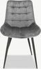 Furnicher Lisboa Eetkamerstoel - Fluweel Bekleding - Modern Ontwerp - Stalen Frame - Grijs Fluweel - Zwarte Poten