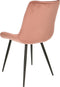 Furnicher Lisboa Eetkamerstoel - Fluweel Bekleding - Modern Ontwerp - Stalen Frame - Roze Fluweel - Zwarte Poten
