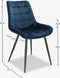 Furnicher Lisboa Eetkamerstoel - Fluweel Bekleding - Modern Ontwerp - Stalen Frame - Blauw Fluweel - Zwarte Poten