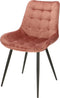 Furnicher Lisboa Eetkamerstoel - Fluweel Bekleding - Modern Ontwerp - Stalen Frame - Roze Fluweel - Zwarte Poten