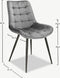 Furnicher Lisboa Eetkamerstoel - Fluweel Bekleding - Modern Ontwerp - Stalen Frame - Grijs Fluweel - Zwarte Poten