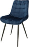 Furnicher Lisboa Eetkamerstoel - Fluweel Bekleding - Modern Ontwerp - Stalen Frame - Blauw Fluweel - Zwarte Poten