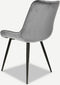 Furnicher Lisboa Eetkamerstoel - Fluweel Bekleding - Modern Ontwerp - Stalen Frame - Grijs Fluweel - Zwarte Poten