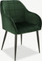 Furnicher Luca Eetkamerstoel - Fluweel Bekleding - Modern Ontwerp - Stalen Frame - Groen Fluweel - Zwarte Poten