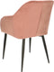 Furnicher Luca Eetkamerstoel - Fluweel Bekleding - Modern Ontwerp - Stalen Frame - Roze Fluweel - Zwarte Poten