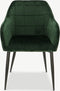 Furnicher Luca Eetkamerstoel - Fluweel Bekleding - Modern Ontwerp - Stalen Frame - Groen Fluweel - Zwarte Poten