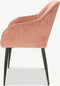 Furnicher Luca Eetkamerstoel - Fluweel Bekleding - Modern Ontwerp - Stalen Frame - Roze Fluweel - Zwarte Poten