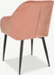 Furnicher Luca Eetkamerstoel - Fluweel Bekleding - Modern Ontwerp - Stalen Frame - Roze Fluweel - Zwarte Poten