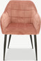 Furnicher Luca Eetkamerstoel - Fluweel Bekleding - Modern Ontwerp - Stalen Frame - Roze Fluweel - Zwarte Poten